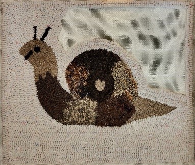 Punch Hooking with Wool Strips, July 12, 2024